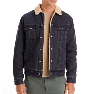 Faherty Mens Sherpa Lined Trucker Jacket Timberline Grey Organic Cotton Medium